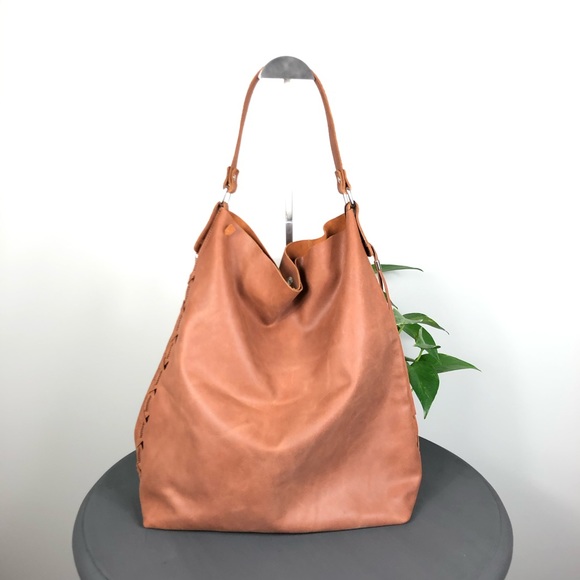 Gianni Notaro Handbags - Gianni Notaro Brown Whip Stitch Leather Hobo Bag